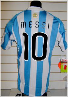 Argentina Messi Short Sleeve Soccer Jersey Size L Match Day vs Mex