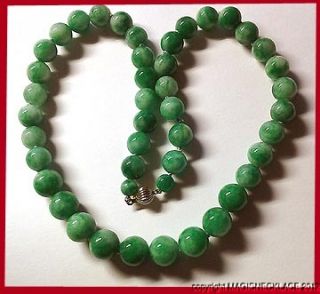 Estate Jade Necklace Beads Graduated 10 12mm 14k