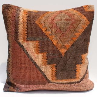 24 Decorative Throw Pillow from Handwoven Vintage Turkish Kars Kilim