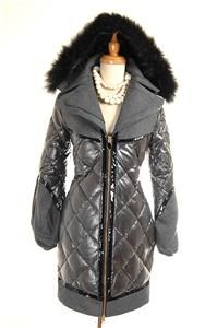 Auth Dede Jeans London Fur Trim Hooded Wool Quilted Down Coat M
