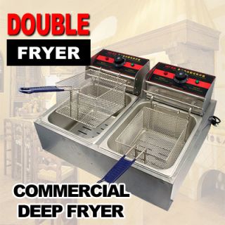  Commercial Restaurant Electric Deep Fryer Cooker Double Tank