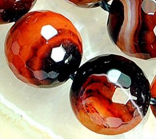 8mm deep red faceted agate round gemstone 15