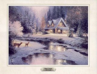 Thomas Kinkade Poster Print Deer Creek Cottage Free Gift Shipping
