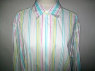 David Brooks Stripe White Shirt Pointed Collar Button Up Long Sleeve