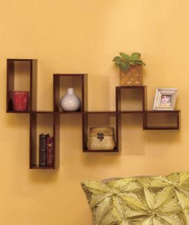 Walnut Decorative Modular Hanging Wall Shelf Shelves Storage Organizer