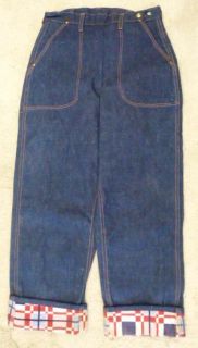 Vtg 40s 50s WW 2 Era Blue Bell Lined Denim Jeanies Jeans Pants New Old
