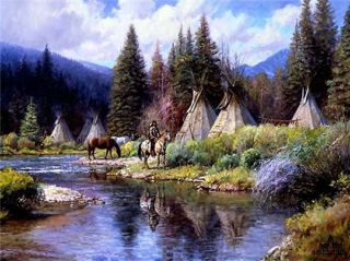Martin Grelle A Camp Along The River Canvas Limited Edition Signed w