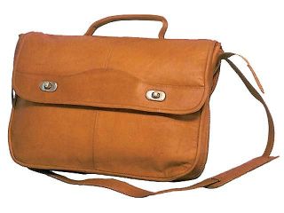 David King Leather 1 2 Flap Over Expandable Briefcase Laptop Bag Tan