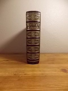 ANTIQUE HOLY GERMAN BIBLE MARTIN LUTHER GUSTAVE DORE WOOD & STEEL