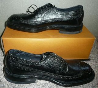  Leather Black Wing Tip Dress Shoes GR8 w Suits New Old 7 D 828