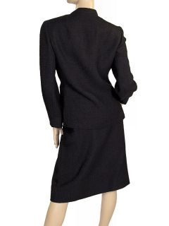  Black Textured Wool Suit Lord Taylor Davidow 1980s Top Quality