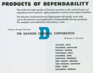 Davison Chemical Catalog w R Grace Catalyst Asbestos Production