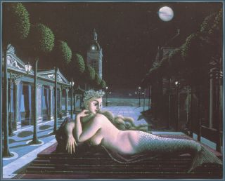 Paul Delvaux A Siren in Full Moonlight Print Canvas