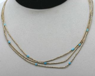 Vintage 14k Gold Plated Liquid Silver Style Necklace