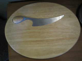 Dansk Torun Teak and Stainless Cutting Board and Cheese Knife Mid