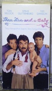 Three Men A Baby Selleck Guttenberg Danson Movie VHS Free U s Shipping