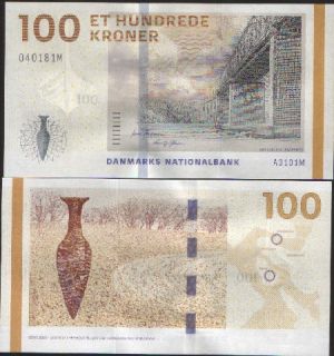 denmark 100 kroner denmarks nationalbank 2009 2010 pick 66 grade unc