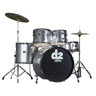 Ddrum D2 5pc Drum Set with HDWR Cyms Metallic Silver
