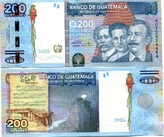 guatemala 200 quetzales banco de guatemala p new 2009 2010 grade unc