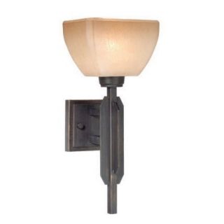 NEW 1 Light Mission Wall Sconce Lighting Fixture, Bronze, Amber Pearl