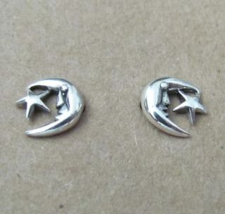 Sterling Silver 8mm Moon and Star Post Stud Earrings
