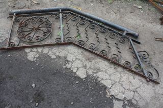 Antique wrought iron stair railing Victorian Eastlake design