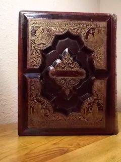 ANTIQUE HOLY BIBLE GERMAN MARTIN LUTHER GUSTAVE DORE WOOD & STEEL