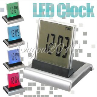 Color Change LED Digital LCD Desktop Design Alarm Clock Thermometer