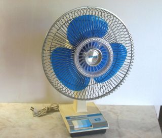 Vintage 12 Galaxy Oscillating Fan Blue Blade 3 Speed