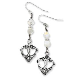 New Sterling Expressions Two Hearts One Love Earrings