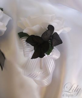  Wedding Table Decoration Center Piece Flower Vase Silk BLACK WHITE