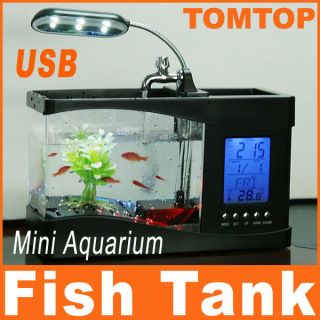 Mini USB LCD Desktop Lamp Light Fish Tank Aquarium Timer LED Clock