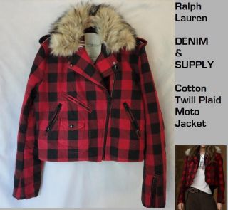 Ralph Lauren Denim Supply Womens 7237812 Cotton Twill Plaid Moto