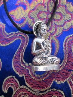  Unique Molded Brass Sitting Buddha Pendant Necklace Thailand