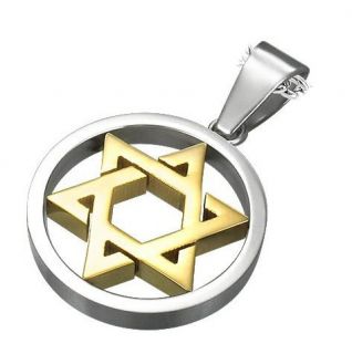 Gold Star of David Steel Pendant Chakra Chain Necklace