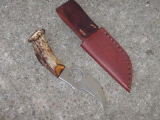 Whitetail Deer Antler Patch Skinner Knife Handmade Sheath Included New
