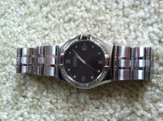 Mens Citizen Eco Drive Watch with Diamonds Stainless Steel E110