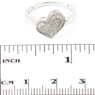 925 Sterling Silver Natural H Diamond Real 0 19 Ct Ladies Heart Ring 0
