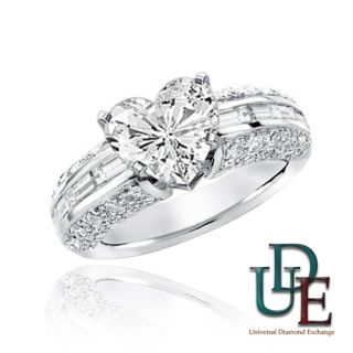 Diamond Engagement Ring in Platinum Heart Cut 3 05 Carat F G SI1 Able