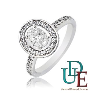 Certified Diamond Engagement Ring 1.54 Carat Oval Platinum Perla