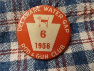 Delaware Water Gap PA Rod Gun Club 1956 License Badge Pin 6 Poconos