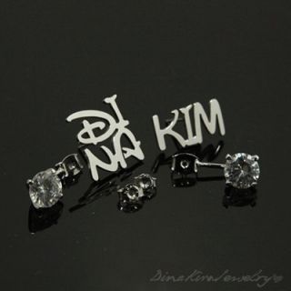 Any Personalized Jewelry Name Initial Studs Earrings Anniversary
