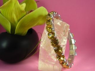 vtg citrine dazzling rhinestone bracelet expandable a vintage rhodium