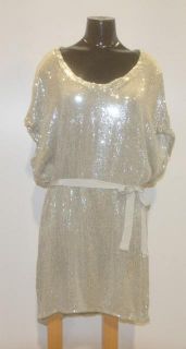 Diane Von Furstenberg Size 4 Silver Sol Sequined Dress