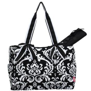  Damask Quilted Diaper Bag with Changing Pad Baby Bag Tote Bag