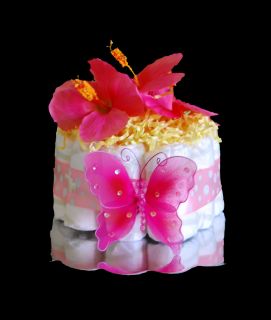 Baby Girl Shower Gift Pink Butterfly Diaper Cake Cute