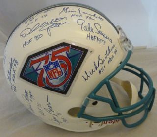 Hall of Fame Autographed Helmet w Nitschke Merlin Olsen Night Train 6