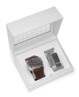 Diesel Rectangular Leather Watch and Necklace Box Set DZ1455