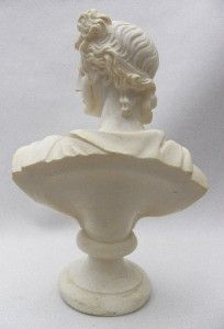 Lovely Classical Bust of Greek God APOLLO Carved Marble? Artist SIGNED