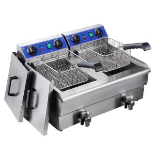 Commercial Electric 20L Deep Fryer w Timer and Drain Stainless Steel